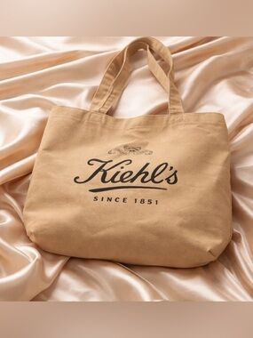EUC Kiehl's Canvas Tote Bag - Neutral Reusable Shopper (Logo Front / Plain Back)